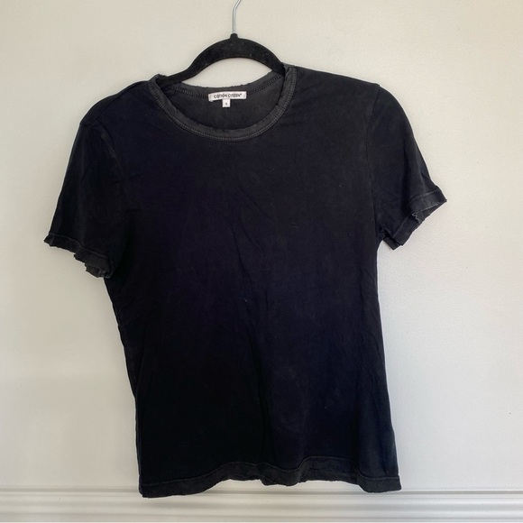 cotton Citizen Black Distressed Basic Short Sleeve TShirt Small - Picture 3 of 7